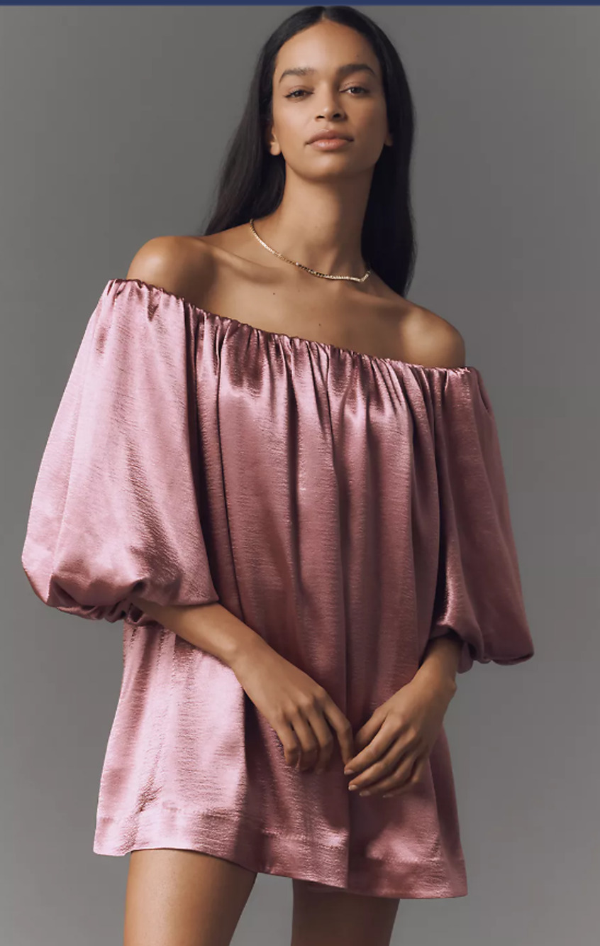 New Anthropologie Mare Mare Off-Shoulder Shine Mini Dress - Large